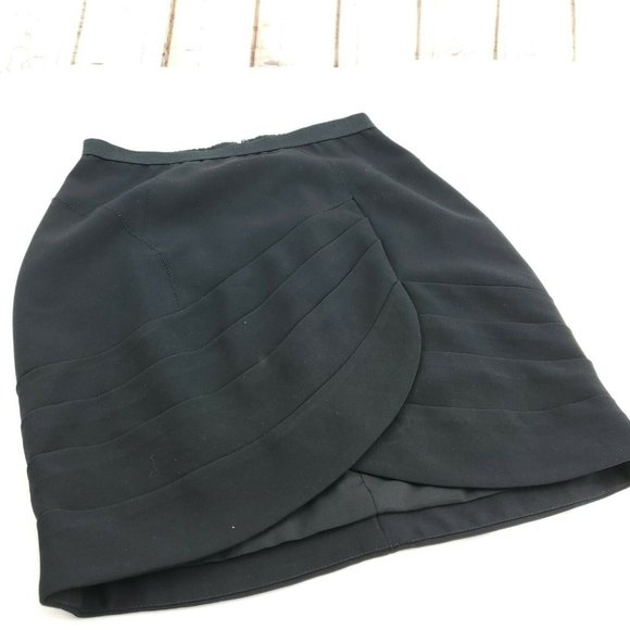 Tracy Reese Womens Black Back Zip Short Wrap Straight And Pencil Skirt Size 6 - Picture 2 of 12